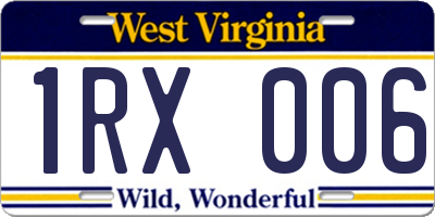 WV license plate 1RX006