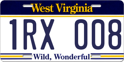 WV license plate 1RX008