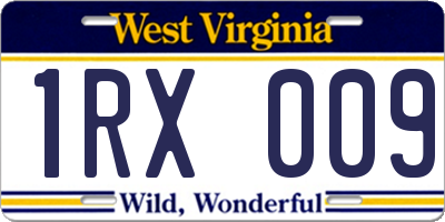 WV license plate 1RX009