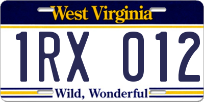 WV license plate 1RX012