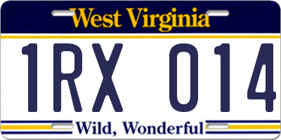 WV license plate 1RX014