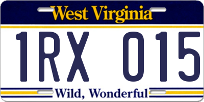 WV license plate 1RX015