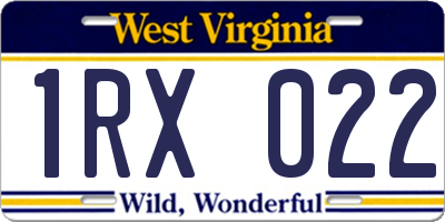 WV license plate 1RX022