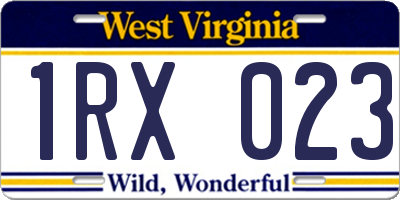 WV license plate 1RX023