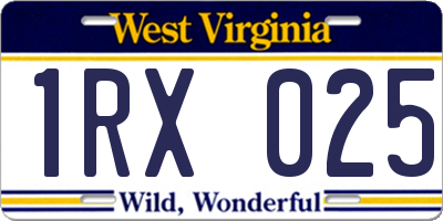 WV license plate 1RX025