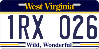 WV license plate 1RX026