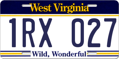 WV license plate 1RX027