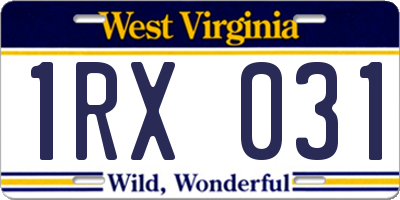 WV license plate 1RX031