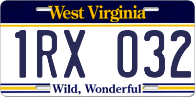 WV license plate 1RX032