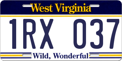 WV license plate 1RX037