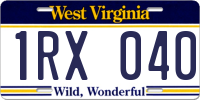 WV license plate 1RX040