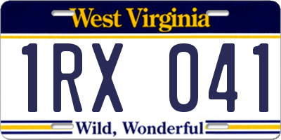 WV license plate 1RX041