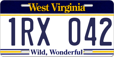 WV license plate 1RX042