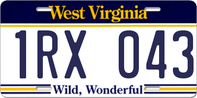 WV license plate 1RX043
