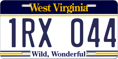 WV license plate 1RX044