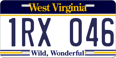 WV license plate 1RX046