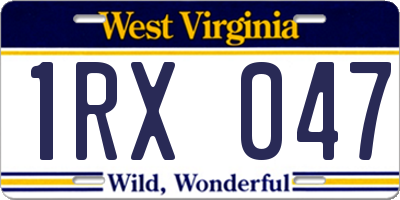 WV license plate 1RX047
