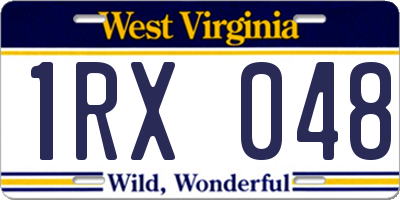 WV license plate 1RX048