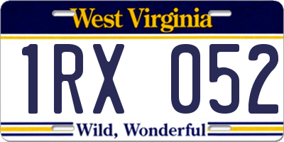 WV license plate 1RX052