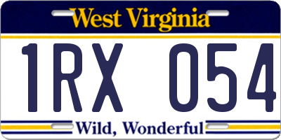 WV license plate 1RX054
