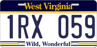 WV license plate 1RX059