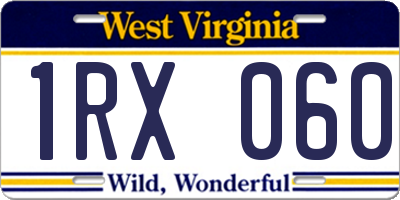 WV license plate 1RX060