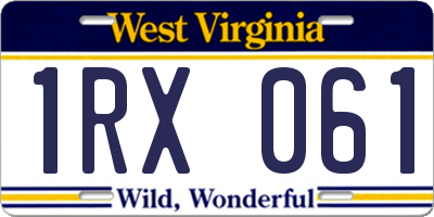 WV license plate 1RX061