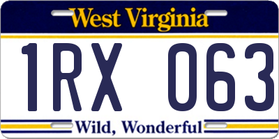 WV license plate 1RX063