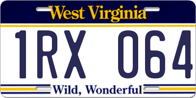 WV license plate 1RX064