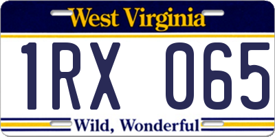 WV license plate 1RX065
