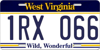 WV license plate 1RX066
