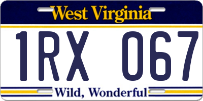 WV license plate 1RX067