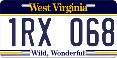 WV license plate 1RX068