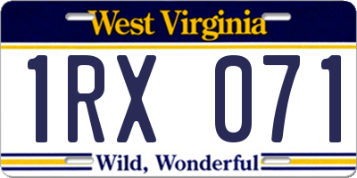 WV license plate 1RX071