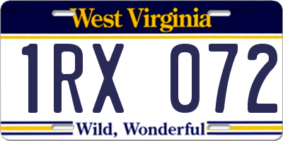 WV license plate 1RX072