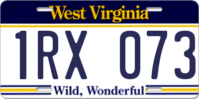 WV license plate 1RX073
