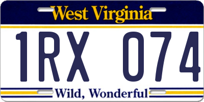 WV license plate 1RX074