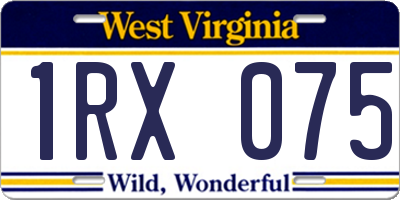WV license plate 1RX075