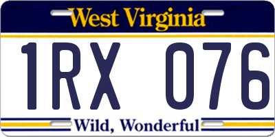 WV license plate 1RX076
