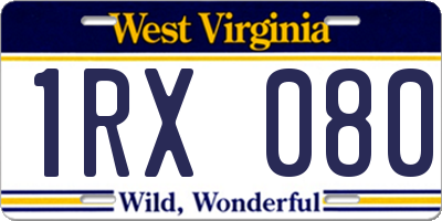 WV license plate 1RX080