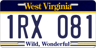WV license plate 1RX081