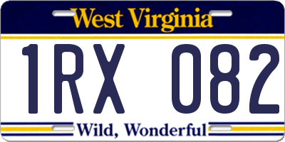 WV license plate 1RX082