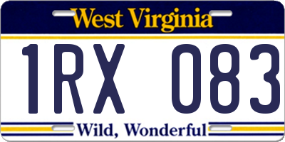 WV license plate 1RX083
