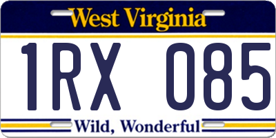 WV license plate 1RX085