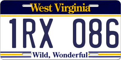WV license plate 1RX086