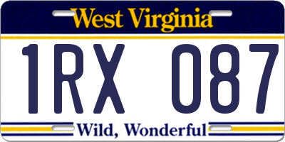 WV license plate 1RX087