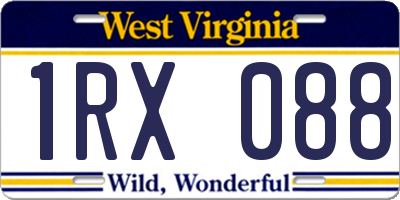 WV license plate 1RX088
