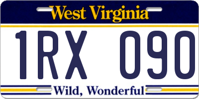 WV license plate 1RX090