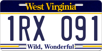 WV license plate 1RX091