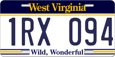WV license plate 1RX094
